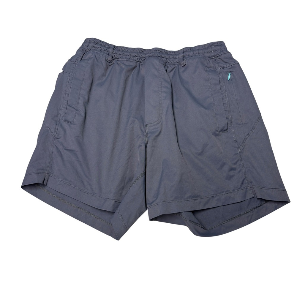 Birddogs Mens Lined Gym Shorts Grey Orange Large 6 Inch Inseam Zipper Pockets